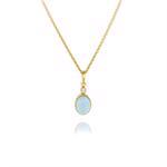 Forgyldt Carr� vedh�ng med bl� quartz og zirkonia
